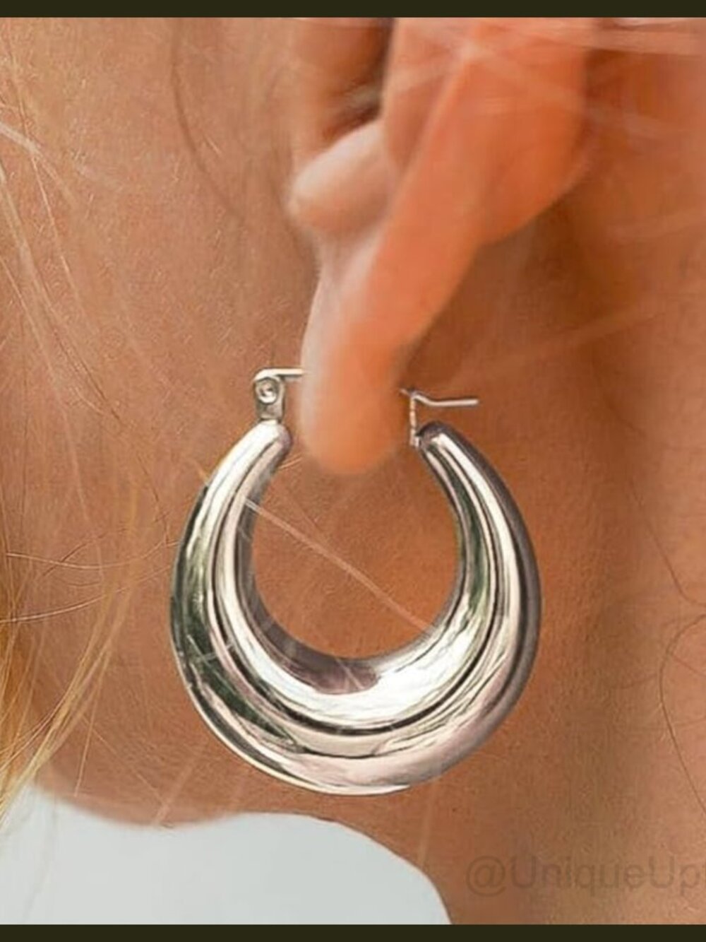 14k Gold Plated Chunky Hoop Earrings Lightweight Huggie